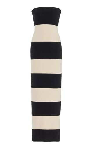 Posse + Theo Striped Jersey Strapless Maxi Dress