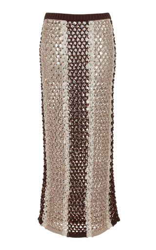 Diotima + Spice Crystal Adorned Cotton-Blend Knit Skirt