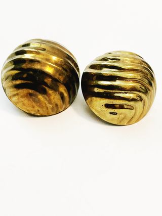 Etsy + Vintage Antique Gold Round Dome Clip-On Earrings