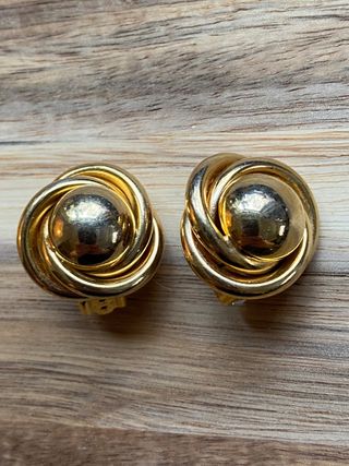 Etsy + Vintage Gold Clip on Button Earrings