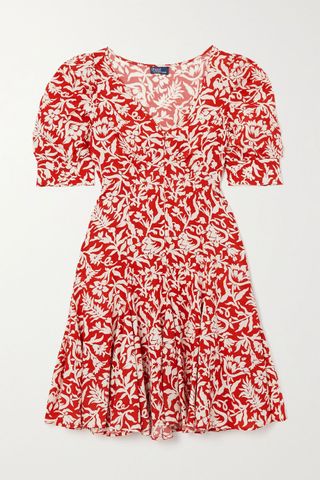 Polo Ralph Lauren + Floral-Print Crepe De Chine Mini Dress