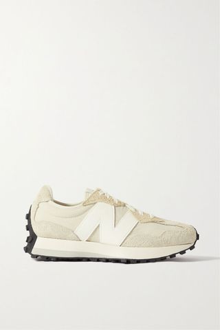 New Balance + 327 Suede, Crinkled-Shell and Leather Sneakers