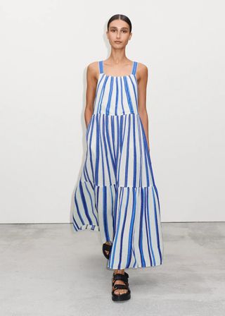 ME+EM + Bold Summer Stripe Crossover-Back Maxi Dress
