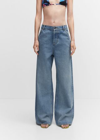 Mango + Low-Rise Loose-Fit Wideleg Jeans