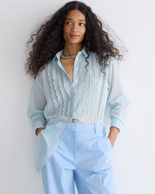 J.Crew + Collection Limited-Edition Sheer Scalloped Tuxedo Shirt