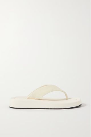 The Row + Ginza Leather and Velvet Platform Flip Flops