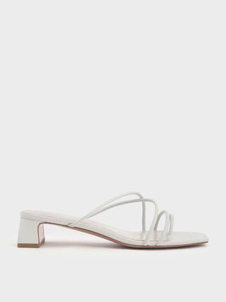 Charles & Keith + White Strappy Toe Ring Sandals