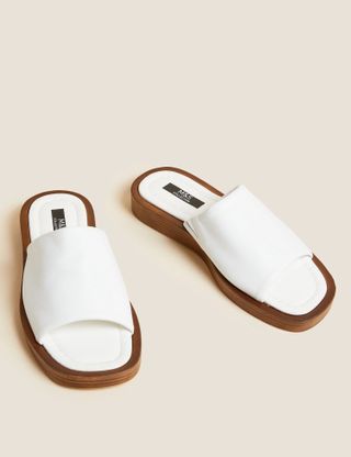 M&S Collection + Leather Flat Mules