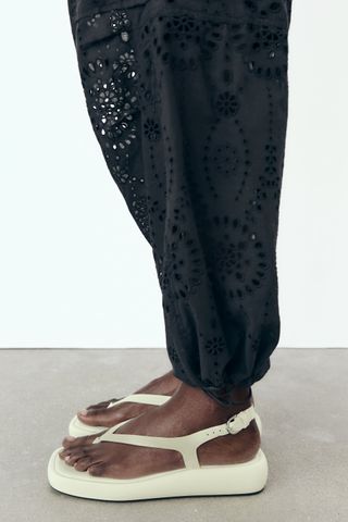 Zara + Leather Flatform Sandals