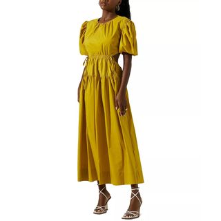 Astr the Label + Shelby Balloon-Sleeve Cutout Midi Dress