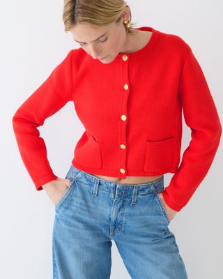 J.Crew + Emilie Patch-Pocket Sweater Lady Jacket