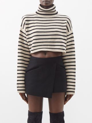 The Frankie Shop + Athina Striped Cropped Wool-Blend Sweater