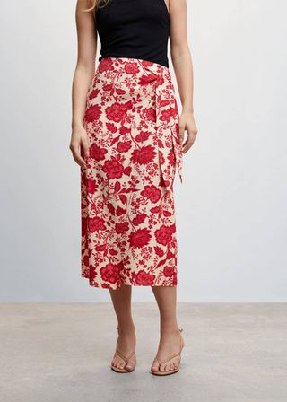 Mango + Floral Wrapped Skirt