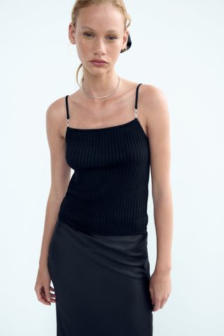 Zara + Knit Top With Metallic Thread