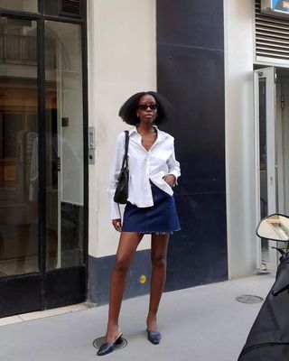 How to wear jean mini skirt best sale