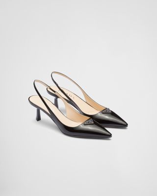 Prada + Patent-Leather Slingback Pumps