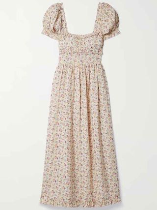Dôen + Gia Ruffled Floral-Print Organic Cotton-Blend Voile Midi Dress