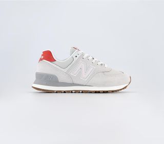 New Balance + 574 Trainers Reflection Pink Red Grey Gum