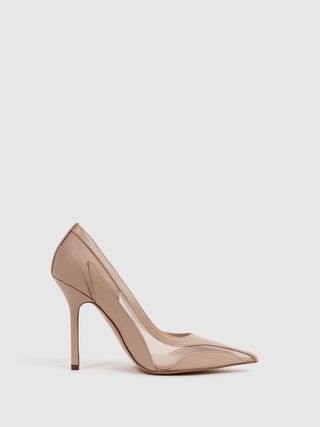 Reiss + Latte Dahlia Leather Sheer Court Shoes