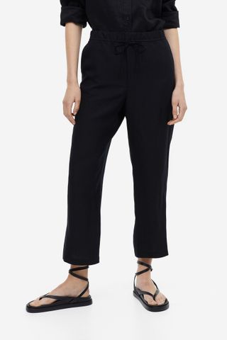 H&M + Linen-Blend Tapered Pants