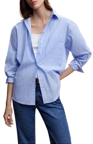 Mango + Oversize Long Sleeve Button-Up Shirt