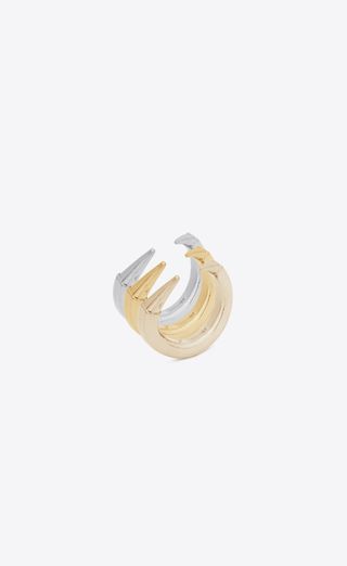 Saint Laurent + Claw Rings in 18k Grey, Yellow, and Pale Gold