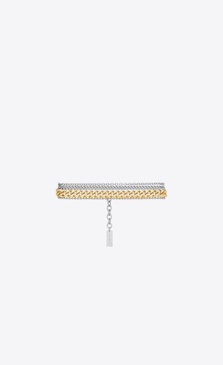 Saint Laurent + Multi-Chain Bracelet in 18k Grey Gold and 18k Yellow Gold