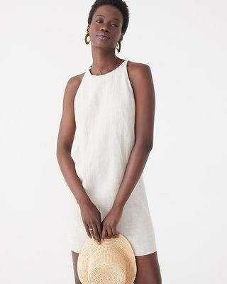 J.Crew + Maxine High-Neck Shift Dress in Linen