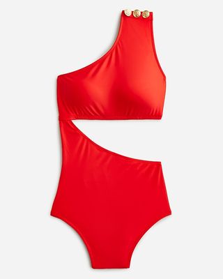 J.Crew + Cutout One-Piece Full-Coverage Swimsuit with Buttons