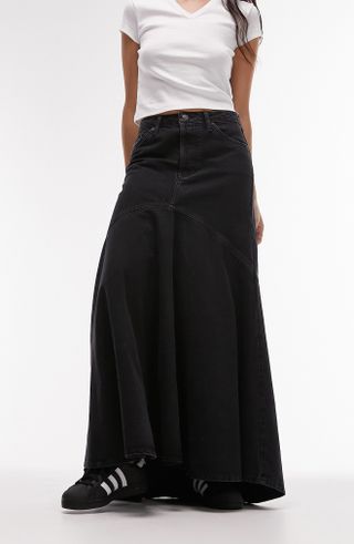 Topshop + Fishtail Denim Maxi Skirt