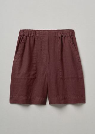 Toast + Garment Dyed Linen Shorts in Bitter Chocolate