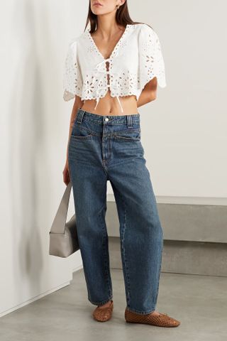 Sea + Tali Cropped Broderie Anglaise Top