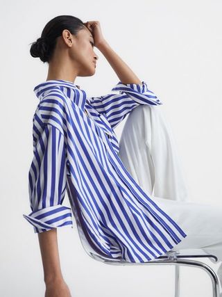 Reiss + Emma Relaxed Fit Striped Cotton Shirt