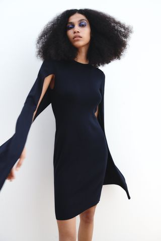 Zara + Knit Dress With Cape Detail