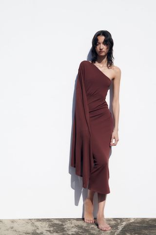 Zara + Asymmetric Knit Cape Dress