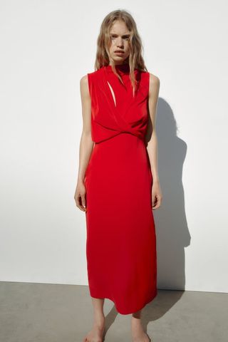Zara + Draped Midi Dress