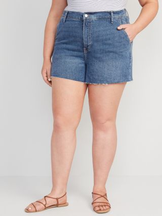 Old Navy + Higher High-Waisted Sky-Hi A-Line Cut-Off Workwear Jean Shorts for Women