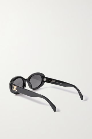 Celine + Triomphe Oval-Frame Acetate Sunglasses