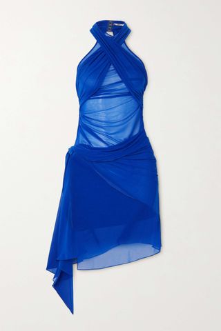Supriya Lele + Draped Stretch-Tulle Halterneck Mini Dress