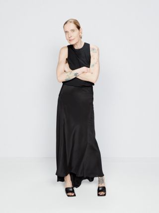 Raey + Fishtail Silk-Satin Maxi Slip Skirt