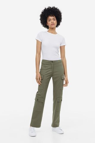 H&M + Cotton Twill Cargo Trousers