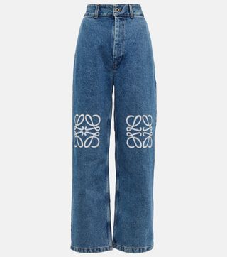 Loewe + Anagram High-Rise Wide-Leg Jeans