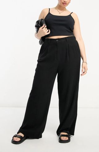 ASOS Design + Curve Pleated Wide Leg Trousers