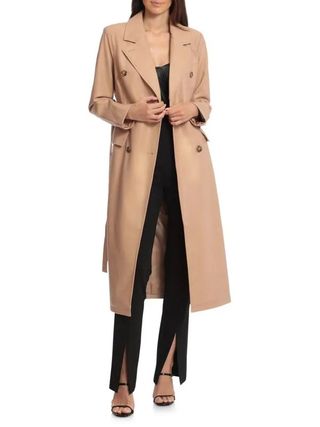 Avec Les Filles + Belted Faux-Leather Trench Coat