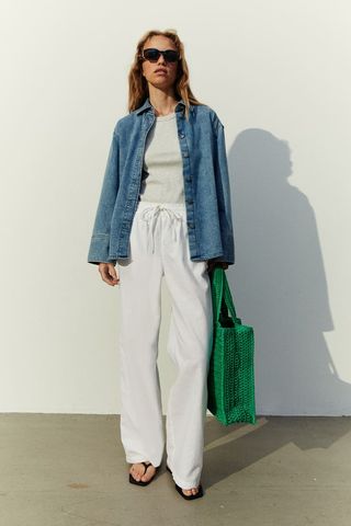 H&M + Linen-Blend Pull-On Trousers