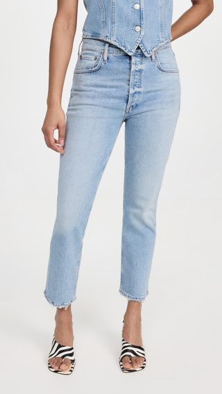 Agolde + Riley: High Rise Straight Crop Jeans