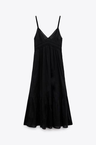 Zara + Midi Dress with Lace Trim