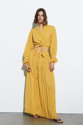 Zara + Long Ramie Skirt