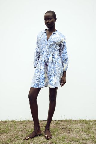 Zara + Belted Printed Dress