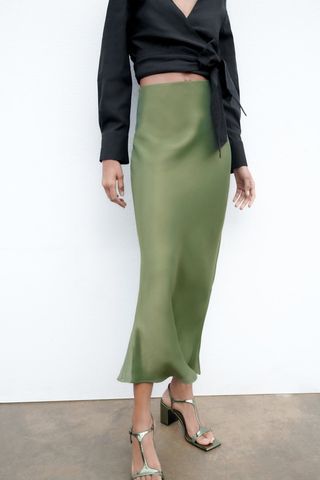 Zara + Satin Effect Long Skirt